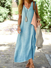 Ärmelloses Maxi-Leinenkleid l Kaydence