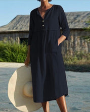 Beatriz l Einfarbiges Hemdkleid mit langen Ärmeln