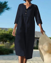 Beatriz l Einfarbiges Hemdkleid mit langen Ärmeln