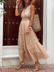 Sunny Wear | Elegantes langes Kleid mit Spitze