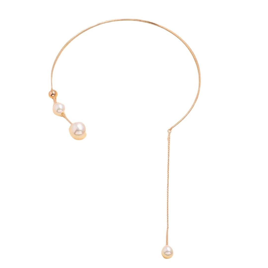 Khaleesi l Modernistische Choker-Halskette mit Perlenanhänger