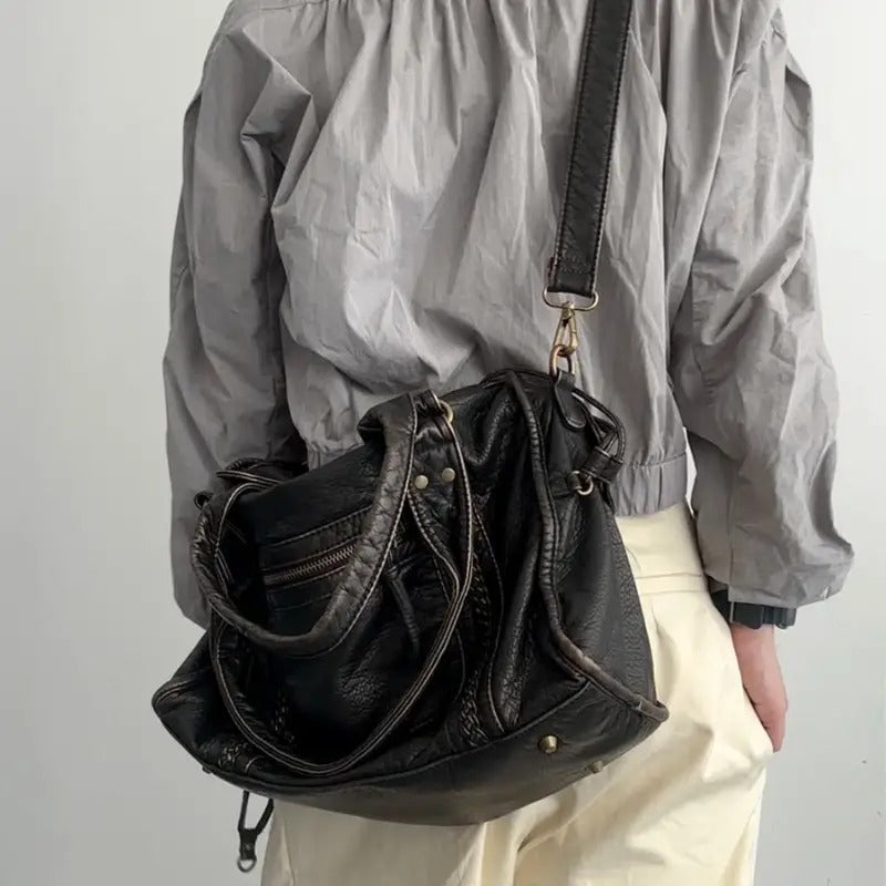 Stilvolle Vintage Alltags-Leder-Finish Damen Tragetasche | Aurorette