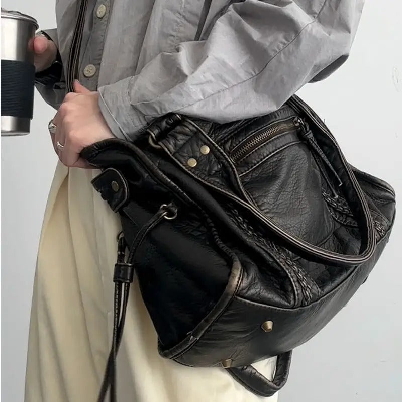 Stilvolle Vintage Alltags-Leder-Finish Damen Tragetasche | Aurorette