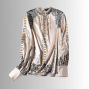 Seda | Satinbluse mit Spitzendetails und Blumenmuster