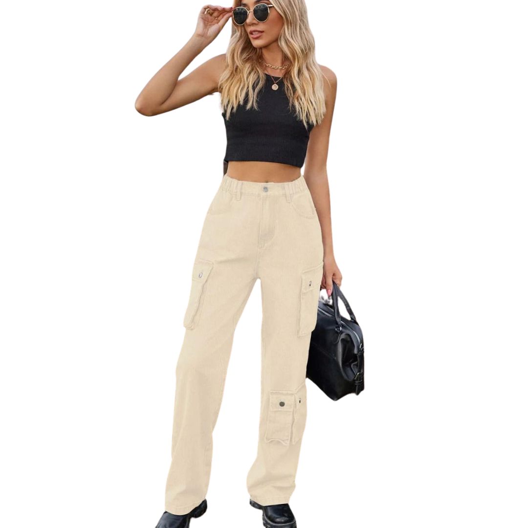 Bolly | Cargo-Jeans mit hohem Bund und praktischen Taschen