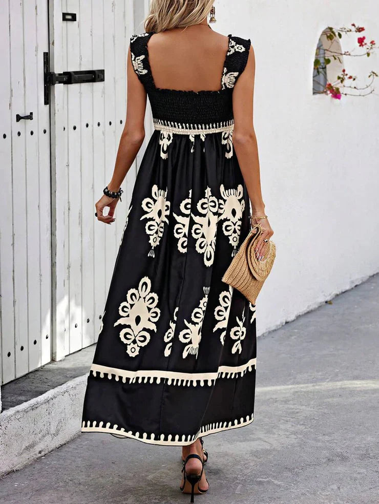 Rosette l Ärmelloses maxikleid mit coolem print