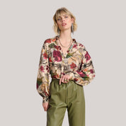 Felicidad | Bohemian-inspirierte Damen-Frühlingsbluse mit Blumenmuster