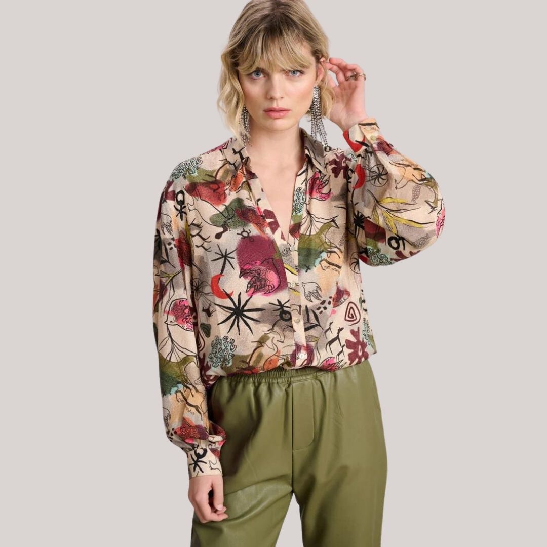 Felicidad | Bohemian-inspirierte Damen-Frühlingsbluse mit Blumenmuster
