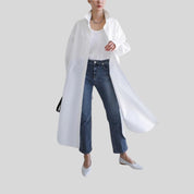 Kennica | Lange Bluse im koreanischen Polo-Stil mit geschlitztem Saum
