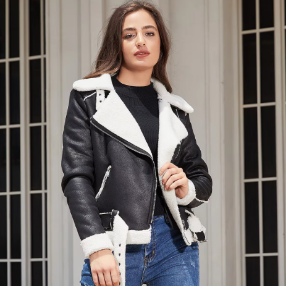 Luxuriöse vegane Lederjacke mit Fell für Damen 2025 Trendy Jacke | Marette