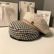 Retro Vintage Damen Hahnentritt Baskenmütze | Frühlingskollektion | Creissant