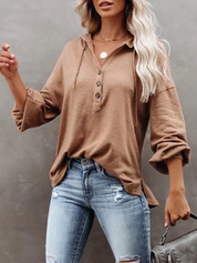 Leslie | Sweatshirt im Basic-Stil mit Knöpfen