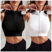 SupremeFit | Perfekter Fitness-Yoga-Crop-Top-Sport-BH mit Reißverschluss für Damen