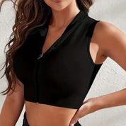 SupremeFit | Perfekter Fitness-Yoga-Crop-Top-Sport-BH mit Reißverschluss für Damen