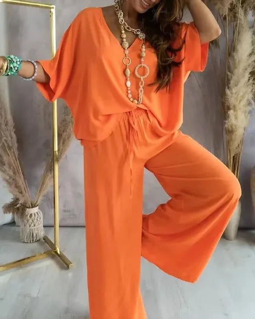 Leticia l Damen-Bluse, bequem für den Sommer Frühling Locker sitzende Bluse mit weitem Bein