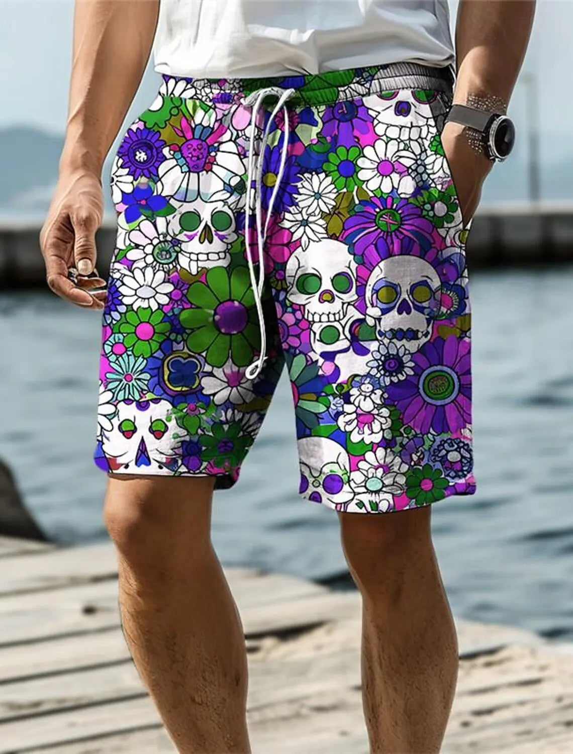 Shayne l Strandshorts mit Totenkopf-Print für Herren