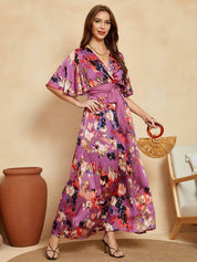 Sicily l Lässiges Maxikleid mit Rüschenärmeln und Gürtel