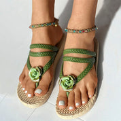 Tropical Breeze l Sommerliche gewebte Strandsandalen mit Blumenmuster