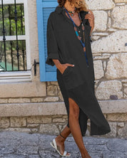 Teresa l Einfarbiges Hemdkleid mit langen Ärmeln
