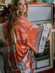 Bedruckter, vom Kimono inspirierter, stylischer Strandüberwurf | Frühlingskollektion für Damen | Trinetta
