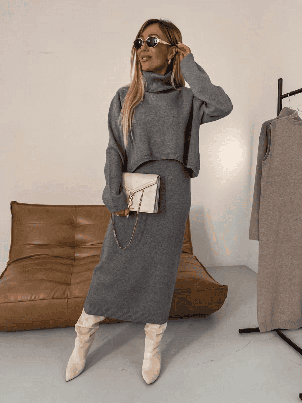 Set Midikleid mit Rollkragen l Celyse