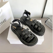 Eliza | Schicke Riemchensandalen mit Goldener Akzent-Schnalle