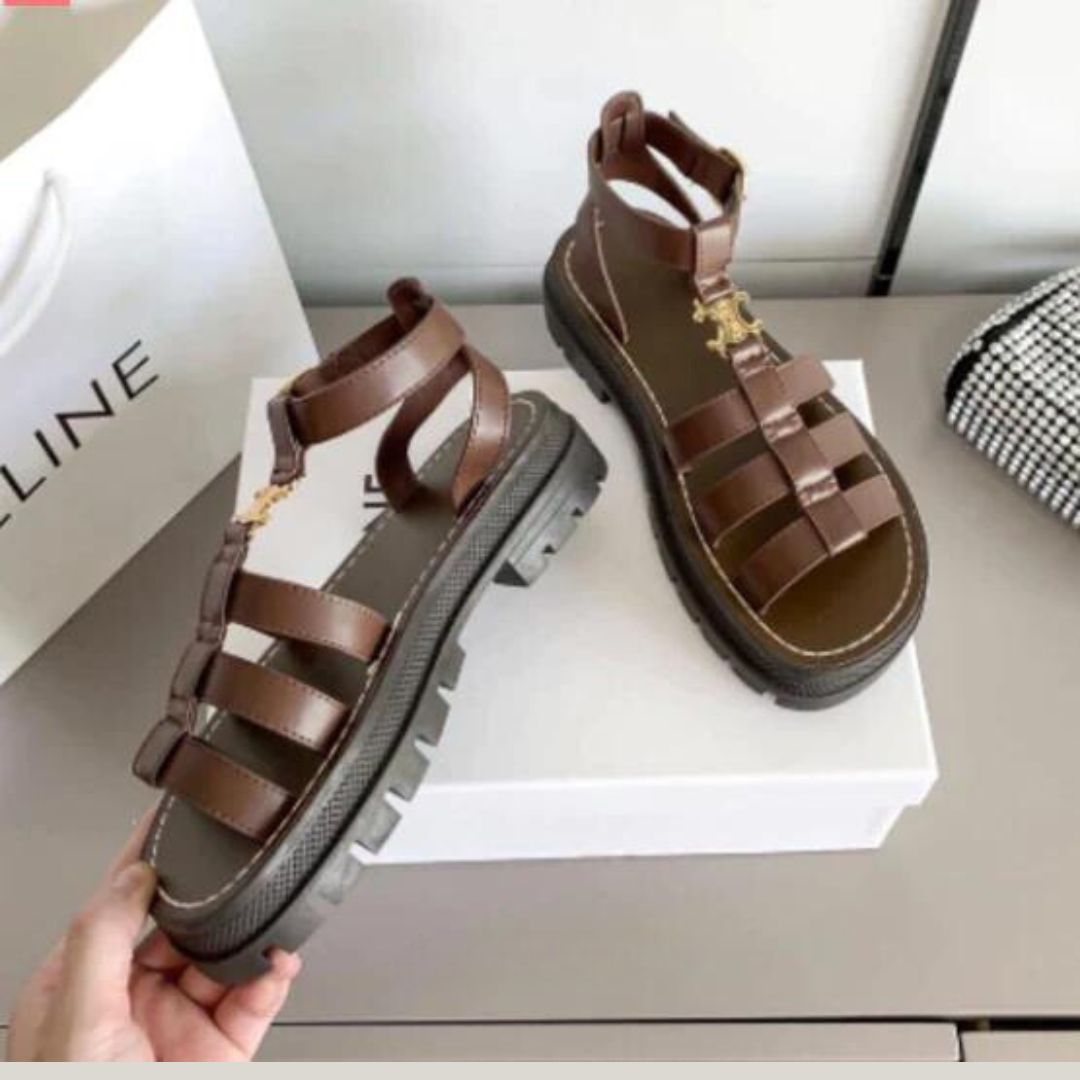Eliza | Schicke Riemchensandalen mit Goldener Akzent-Schnalle