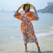 Bedruckter, vom Kimono inspirierter, stylischer Strandüberwurf | Frühlingskollektion für Damen | Trinetta