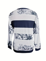 Seraphine l Farbblock-T-Shirt mit Blumendruck