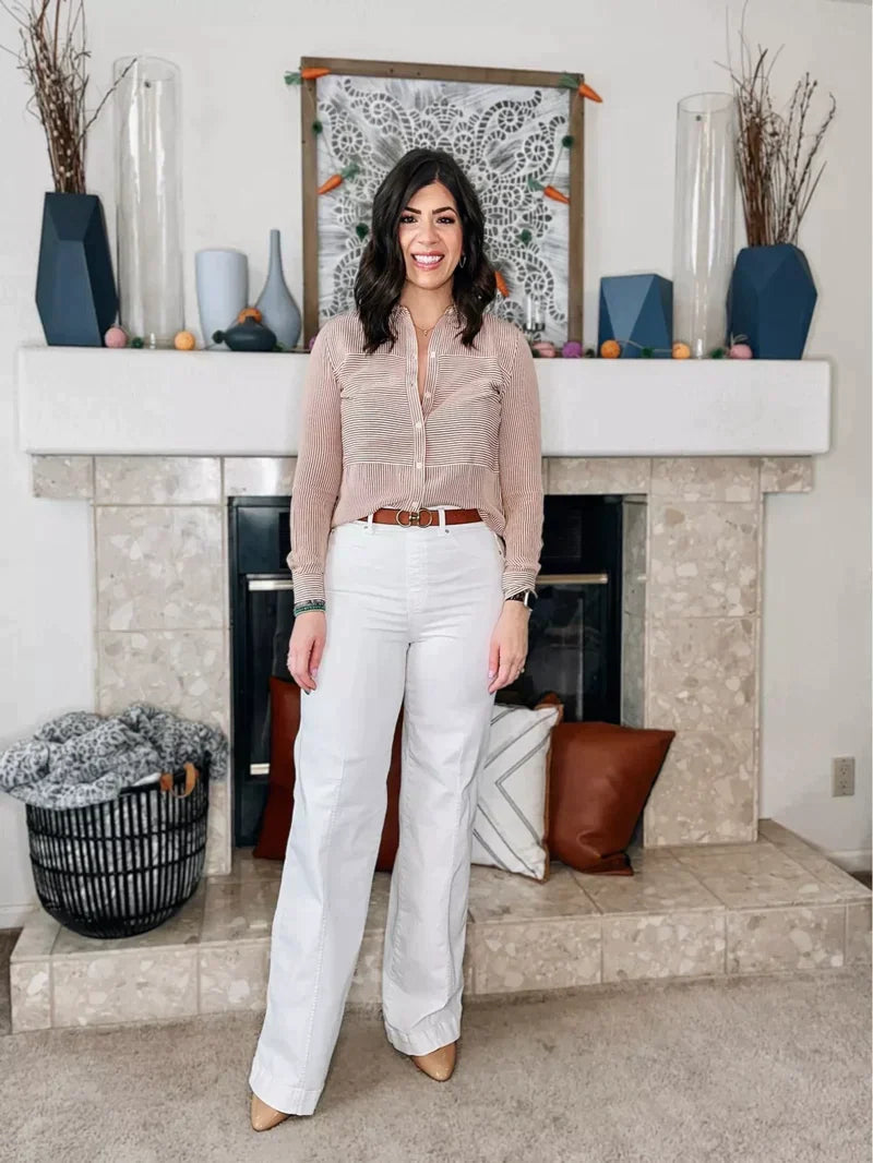 Shirah l Hoch taillierte Bootcut-Hose mit weitem Bein für Damen