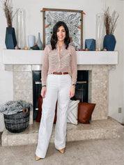 Shirah l Hoch taillierte Bootcut-Hose mit weitem Bein für Damen