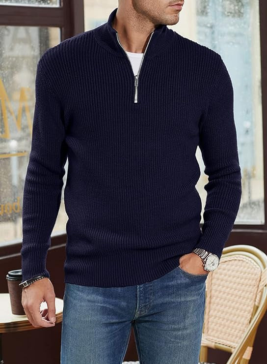 Benny | Stilvoller Bequemer Herrenpullover mit Reißverschluss