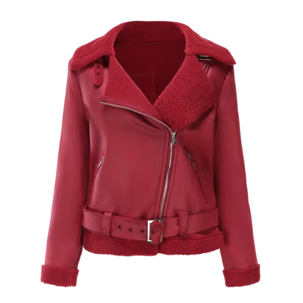 Luxuriöse vegane Lederjacke mit Fell für Damen 2025 Trendy Jacke | Marette
