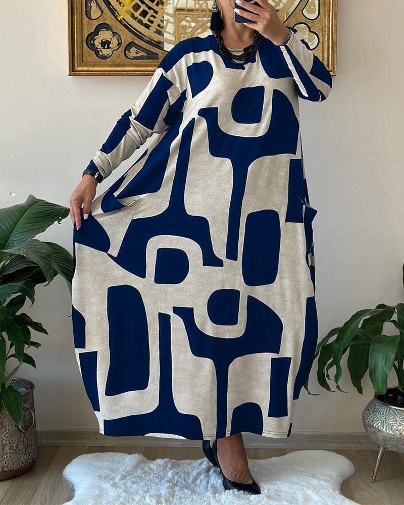 Kleid mit langen Ärmeln und Aufdruck l Lowanna