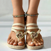 Tropical Breeze l Sommerliche gewebte Strandsandalen mit Blumenmuster