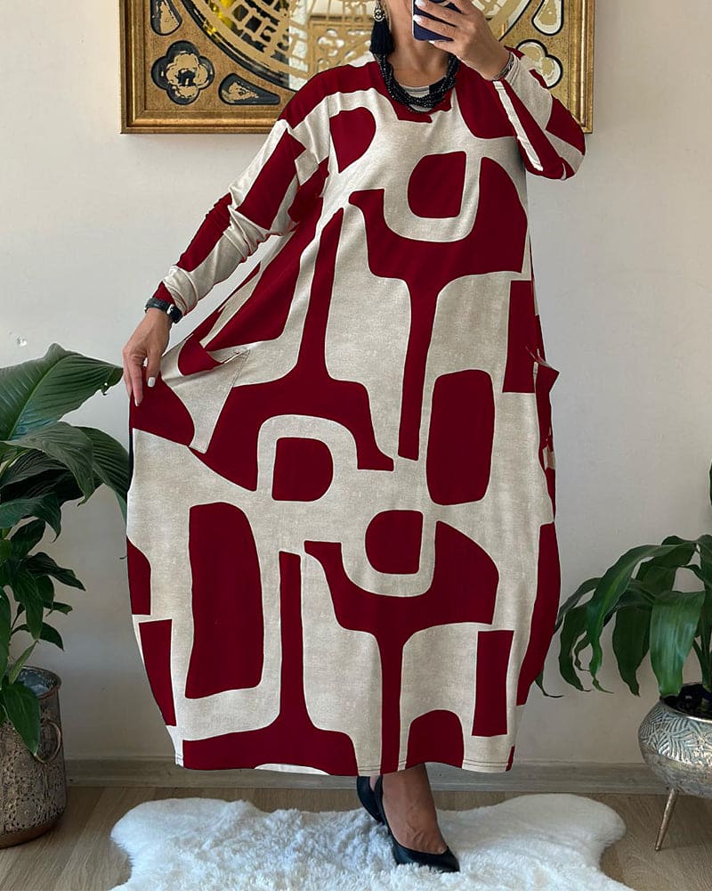 Kleid mit langen Ärmeln und Aufdruck l Lowanna