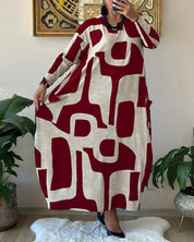 Kleid mit langen Ärmeln und Aufdruck l Lowanna