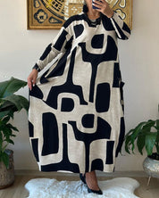 Kleid mit langen Ärmeln und Aufdruck l Lowanna