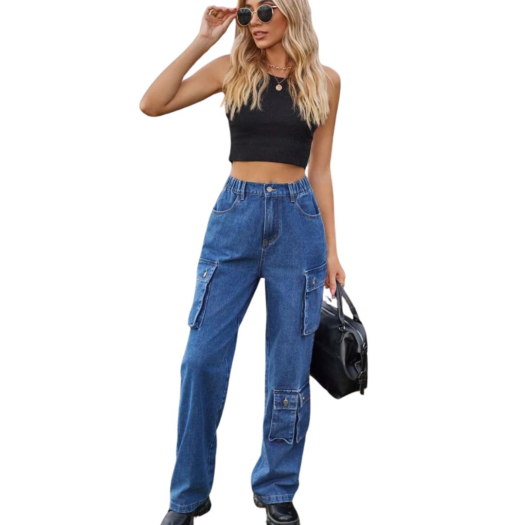 Bolly | Cargo-Jeans mit hohem Bund und praktischen Taschen
