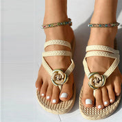 Tropical Breeze l Sommerliche gewebte Strandsandalen mit Blumenmuster