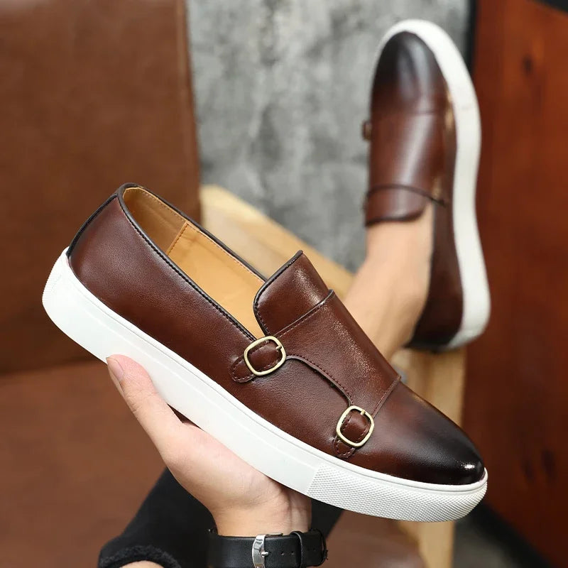 Stellan l Herren-Slipper aus Leder mit Doppelschnalle