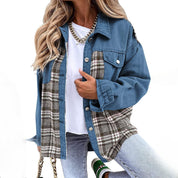 Cinelli l Modische karierte übergroße Jeansjacke für Damen