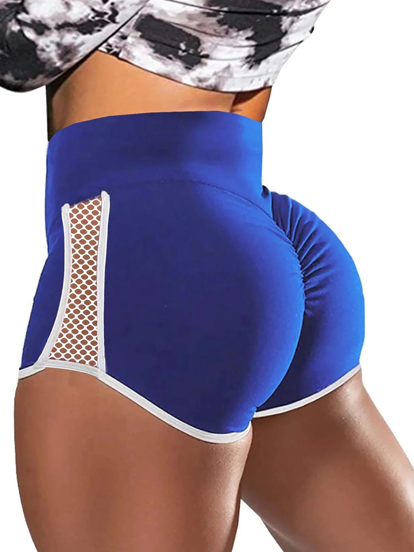 BootyChic l Damen-Shorts mit hoher Taille Innennaht Elastisch Flexibel Hockfest Workout Fitnessstudio dehnbar