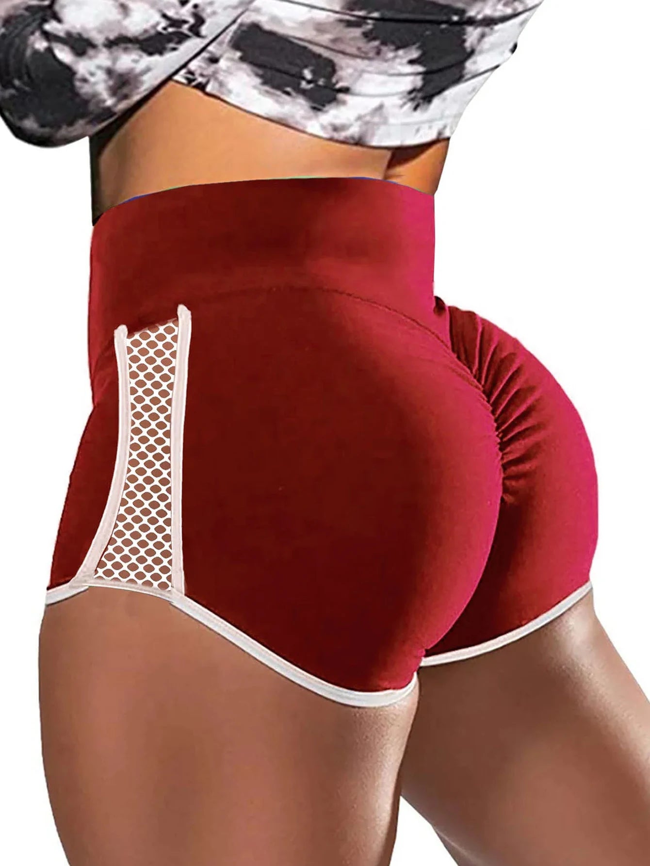 BootyChic l Damen-Shorts mit hoher Taille Innennaht Elastisch Flexibel Hockfest Workout Fitnessstudio dehnbar