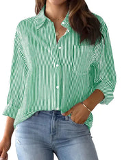 Noemie l Klassische Button-Down-Bluse für Damen im Frühling mit Druck
