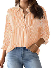 Noemie l Klassische Button-Down-Bluse für Damen im Frühling mit Druck