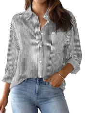 Noemie l Klassische Button-Down-Bluse für Damen im Frühling mit Druck