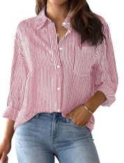 Noemie l Klassische Button-Down-Bluse für Damen im Frühling mit Druck