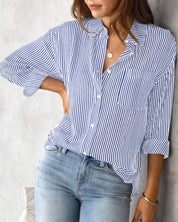Noemie l Klassische Button-Down-Bluse für Damen im Frühling mit Druck