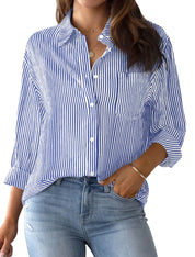 Noemie l Klassische Button-Down-Bluse für Damen im Frühling mit Druck